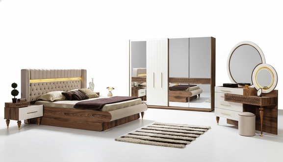 Schlafzimmer Bett 2x Nachttische 5tlg Set Komplett Design Luxus MÃ¶bel