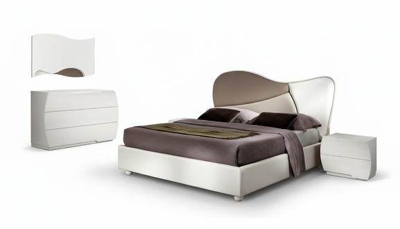 Schlafzimmer Bett Nachttisch Kommode Spiegel Garnitur WeiÃ Modern Luxus Set 5tlg