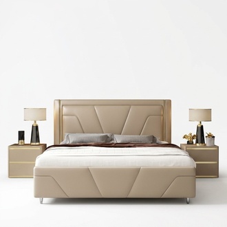 Schlafzimmer Bett Polster Design MÃ¶bel Luxus Doppel Beige Betten Modern