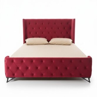 Schlafzimmer Chesterfield Bett Designer Betten Polster Luxus Hotel Rot Neu