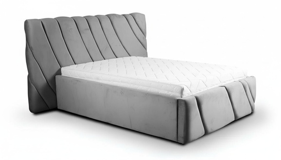 Schlafzimmer Doppelbett Bett 180Ñm Matratze Grau moderner Stil Holz