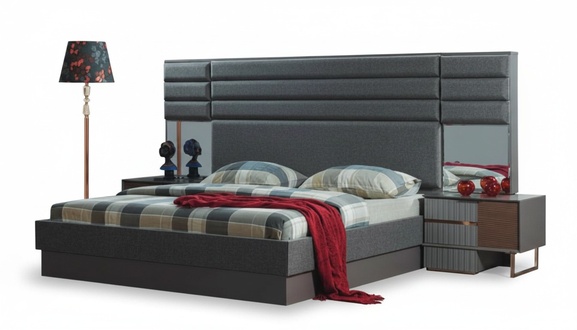 Schlafzimmer Einrichtung Luxus Doppelbett Designer Nachttische 3tlg Set