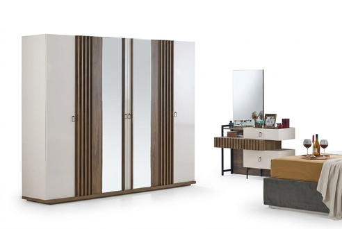 Schlafzimmer Kleiderschrank + Kommode Schrank Set Sideboard Kommoden 2tlg