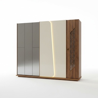 Schlafzimmer Kleiderschrank Schrank Holz Design braun LED SchrÃ¤nke