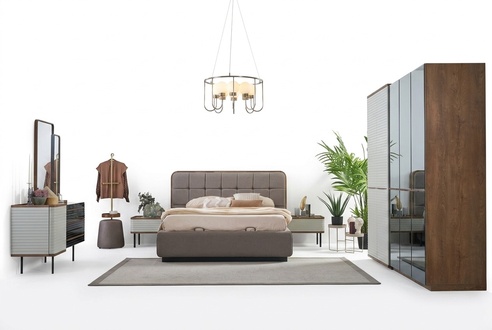 Schlafzimmer Komplette Set 5tlg Doppelbett Braun Holz Bett Bettrahmen