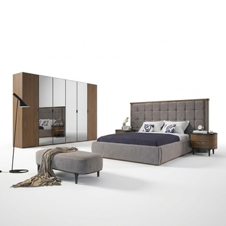 Schlafzimmer Luxus Set 4tlg Bett 2x Nachttische Design Bank Modern MÃ¶bel