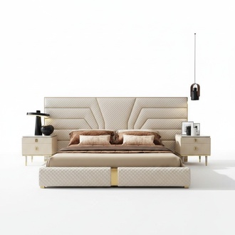 Schlafzimmer Modern Holz Textil Betten Bett Polsterbett Luxus Doppel