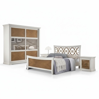 Schlafzimmer MÃ¶bel 3tlg. Set Bett Massivholz Nachttische 2x Betten Holz