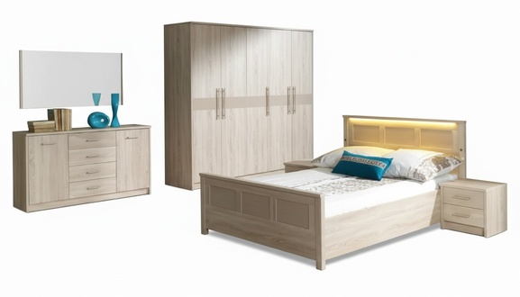 Schlafzimmer MÃ¶bel Einrichtung Bett Kleiderschrank Kommode Komplett Set Kommode
