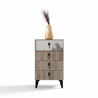 Schlafzimmer MÃ¶bel Hellbraune Hochkommode Designer 4x-tÃ¼rige Kommode
