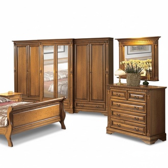 Schlafzimmer MÃ¶bel Kleiderschrank Stilvoller Kommode mit Spiegel Set 3tlg