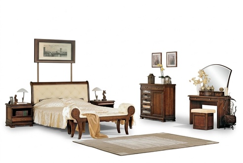 Schlafzimmer Set 5tlg Stilvoller HolzmÃ¶bel Bett 2x Nachttische Komplett Kommode