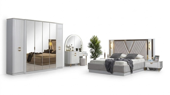 Schlafzimmer Set Bett 2Ñ Nachttische Kleiderschrank 5tlg.Modern neu