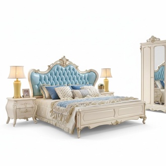 Schlafzimmer set bett und 2 nachttische luxus klassische mÃ¶bel neu