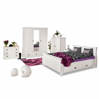 Schlafzimmer Set Design Landhaus Luxus MÃ¶bel Bett Nachttisch Kommode 6 tlg.