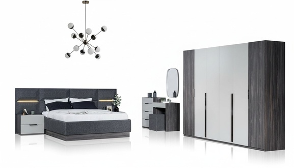 Schlafzimmer Set MÃ¶bel Bett 2x Nachttisch Kleiderschrank MÃ¶bel Komplett Set 5tlg