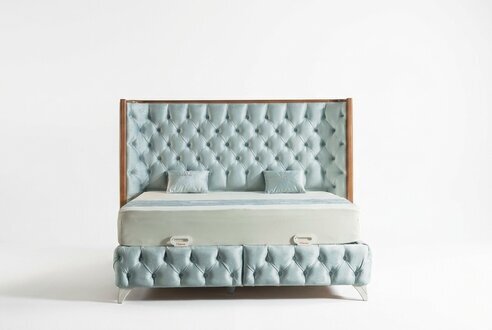 Schlafzimmer Set WeiÃ Metall Bett Chesterfield Stil 2x Nachttische 3tlg