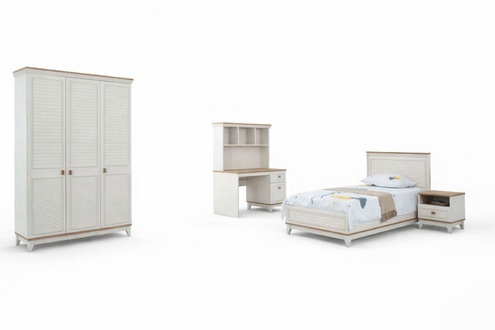 Schlafzimmer Sets Jugenbett Kinderbett WeiÃ Holz Set 4tlg Bett Modern