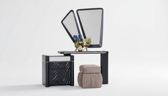 Schminktisch mit Spiegel Hocker Make Up Schlafzimmer Design MÃ¶bel Holz 2tlg.