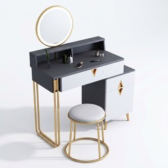 Schminktisch Tisch Schlafzimmer Hocker Spiegel Jugend Modern Stil