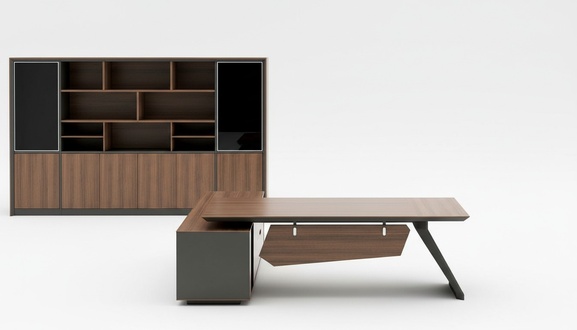 Schreibtisch BÃ¼roeinrichtung 2tlg. Set Tische Regal Chef Tisch + Aktenschrank