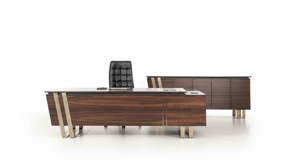 Schreibtisch BÃ¼rotisch Braun Edelstahl BÃ¼roeinrichtung BÃ¼ro Holz Modern Tisch