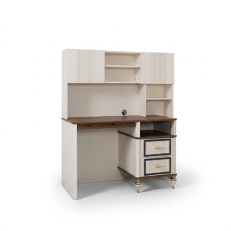 Schreibtisch BÃ¼rotisch Computertisch Beige BÃ¼romÃ¶bel Holz Tisch Regale
