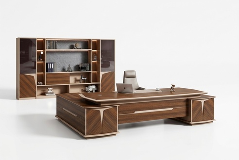 Schreibtisch GroÃ BÃ¼rotisch Arbeitstisch BÃ¼romÃ¶bel Tisch Holz Braun