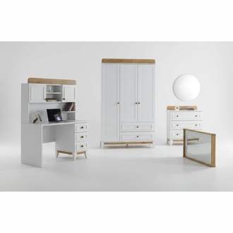 Schreibtisch Kleiderschrank und Kommode Set Kinderzimmer Schlafzimmer