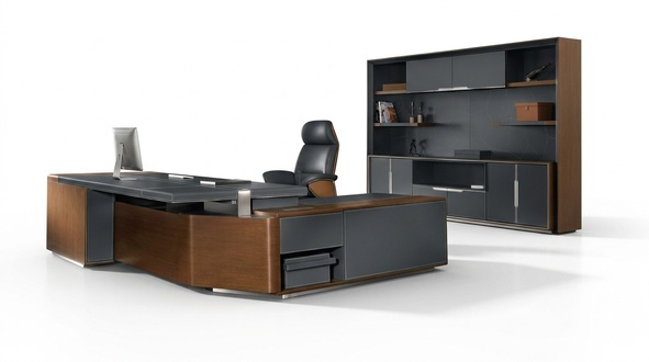 Schreibtisch Set BÃ¼ro Garnitur tisch Chef Sessel Schrank Einrichtung Neu