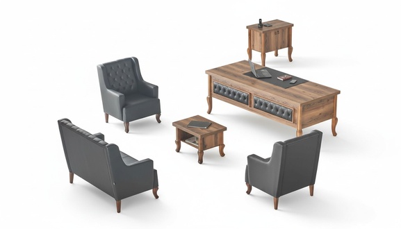 Schreibtisch Sofas Kommode BÃ¼roeinrichtung Klassisch Schwarz Braun Holz