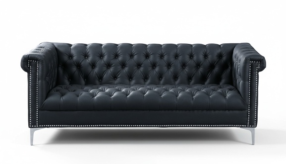Schwarz Dreisitzer Chesterfield Modern Design Couchen Leder Sofa Designer MÃ¶bel