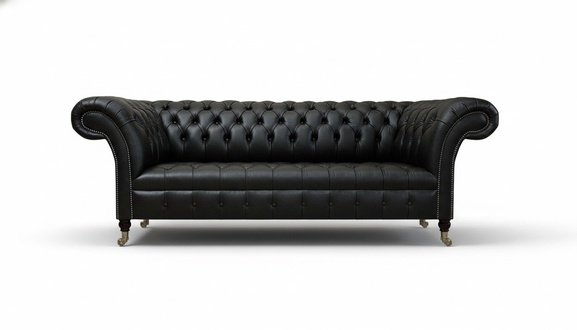 Schwarz Ledersofa Sofa Dreisitze Couch Luxus Chesterfield Designer Einrichtung