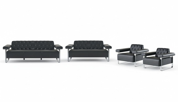 Schwarz Modern Stil Chestefield Design BÃ¼ro 4tlg Set Sofagrnituren