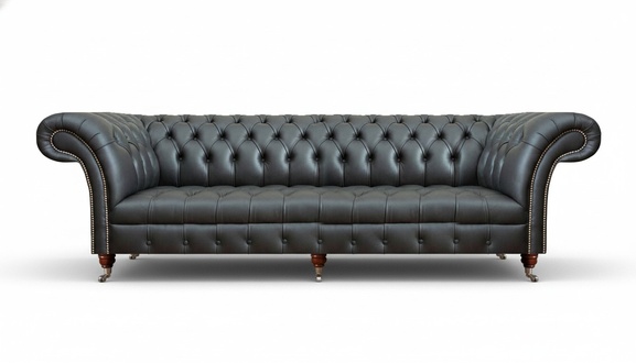 Schwarz Sofa Dreisitze Couch Polster Leder Luxus PolstermÃ¶bel Chesterfield