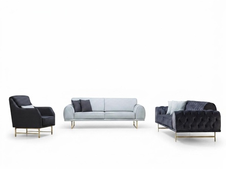 Schwarz-WeiÃe Couchgarnitur 3+3 Sitzer Stilvoller Einsitzer Sessel Sofas