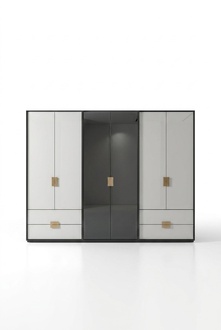 Schwarz-WeiÃer Schlafzimmer Kleiderschrank Moderner 6-TÃ¼riger Schrank
