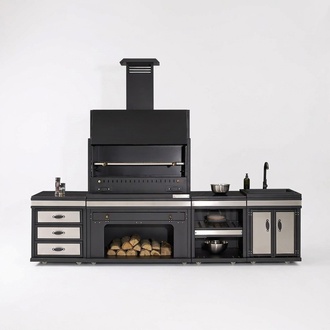 Schwarze AuÃenkÃ¼che aus Edelstahl modern und langlebig