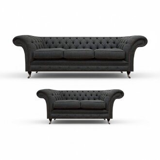Schwarze Wohnzimmer Chesterfield MÃ¶bel Designer Polster Couchen 2tlg