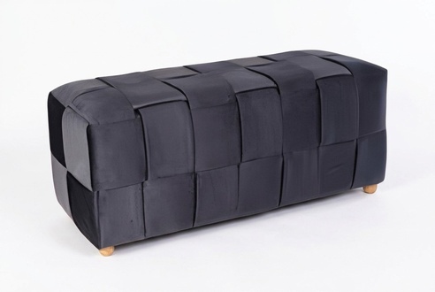 Schwarzer Holz-Textil Hocker im eleganten Design