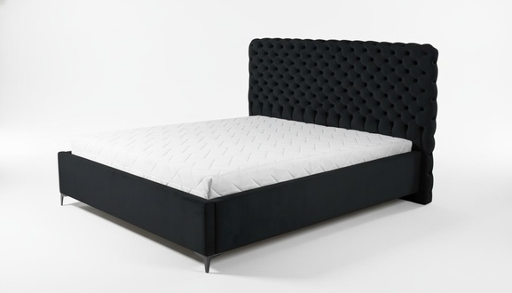 Schwarzes Chesterfield Bett Klassisches SchlafzimmermÃ¶bel Design Stoff