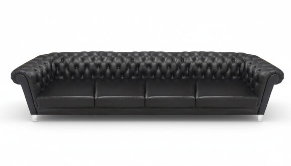Schwarzes Chesterfield Wohnzimmer Edles Polstersofa Designer Ledercouch