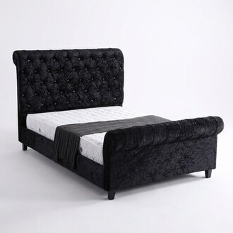 Schwarzes Schlafzimmer Betten Polster Bett Chesterfield Textil Stoff jvmoebel Â®