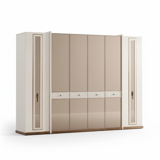 SechstÃ¼riger Kleiderschrank Schrank Beige MÃ¶bel Holz Garderobenschrank