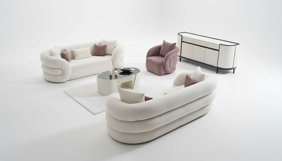 Set 3Sitzer Sofa und Sessel Farbe WeiÃ 3tlg. neu Designer Wohnzimmer