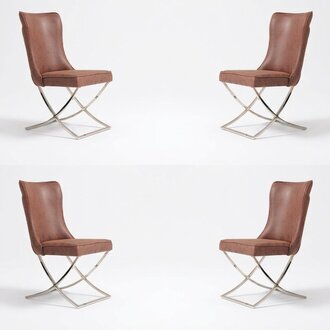 Set 4x Sessel Edelstahl Esszimmerstuhl Stoff Polster StÃ¼hl Esszimmer