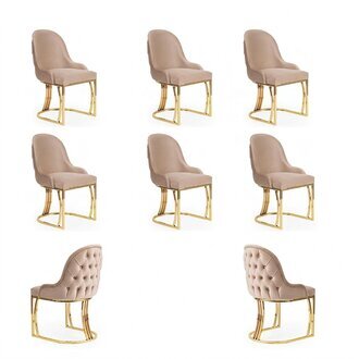 Set 6 Sessel Stuhl Design Metall Stoff Polster StÃ¼hle Esszimmer Textil
