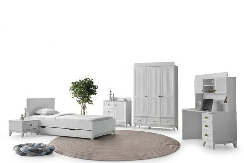 Set Bett Nachttisch Kommode Kleiderschrank Schreibtisch Modern 5-teilig MÃ¶bel
