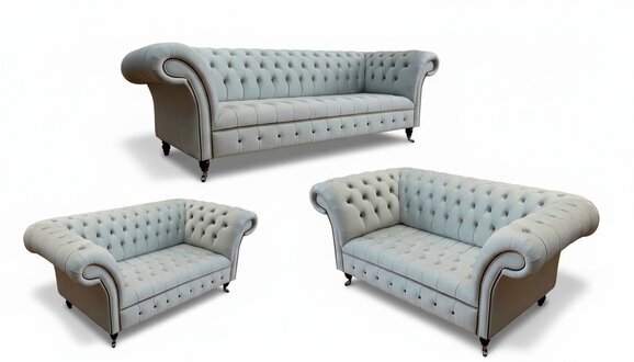Set Design Sofas Sofagarnitur 3+2+2 Sitzer Polster Stoff Modern