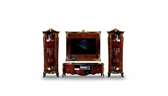 Set Garnitur 4tlg Italienische MÃ¶bel 2x Vitrine Sideboard RTV Wandplatte Schrank